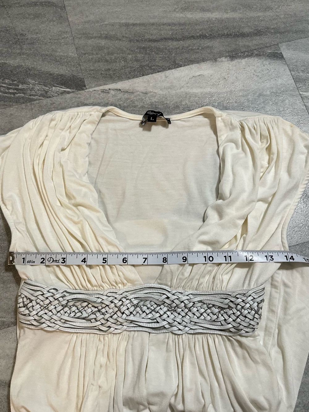 Sky Y2K cream tunic top L - Picture 8 of 10